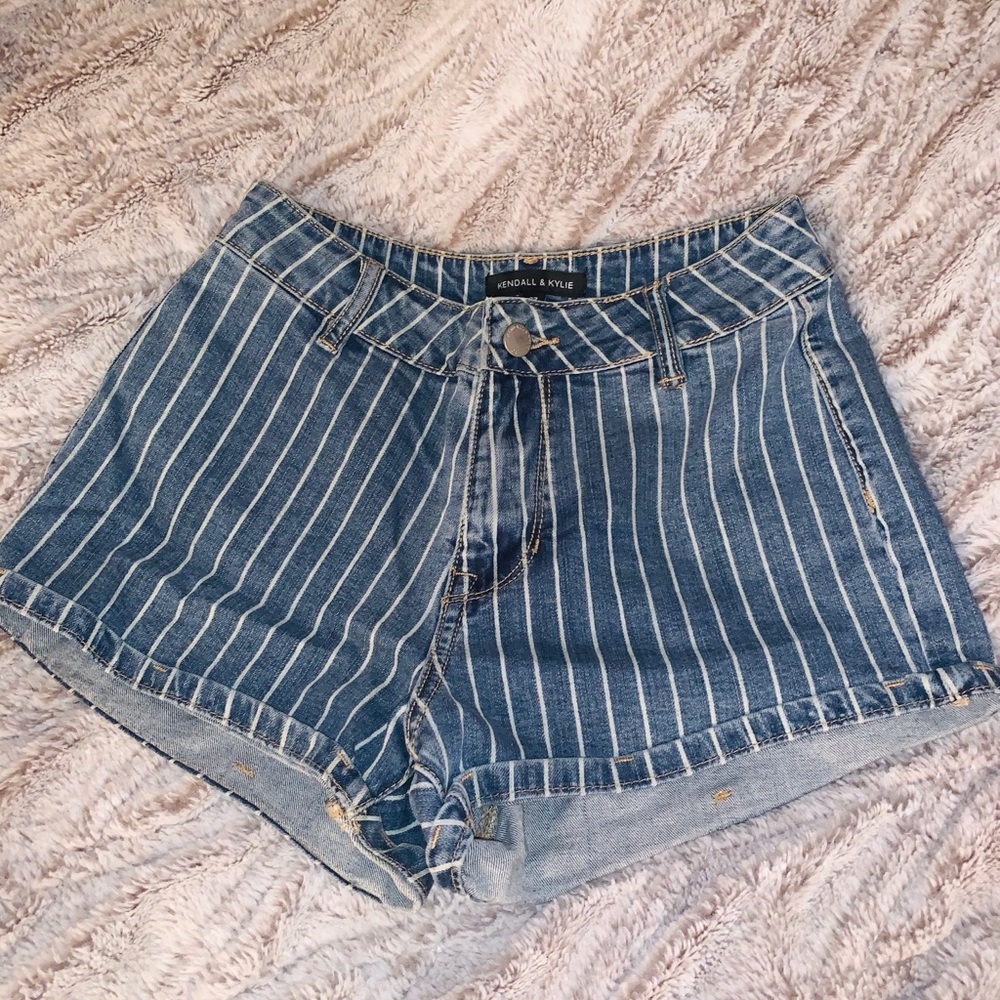 Striped Jean Shorts